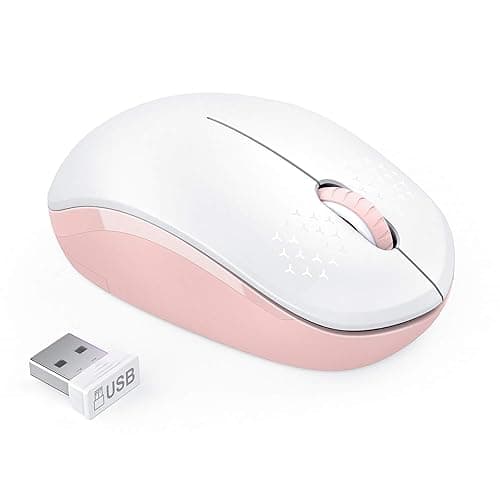 seenda Wireless Mouse, 2.4G Noiseless Mouse with USB Receiver Portable Computer Mice for PC, Tablet, Laptop, Notebook - Pink & White - Image 1