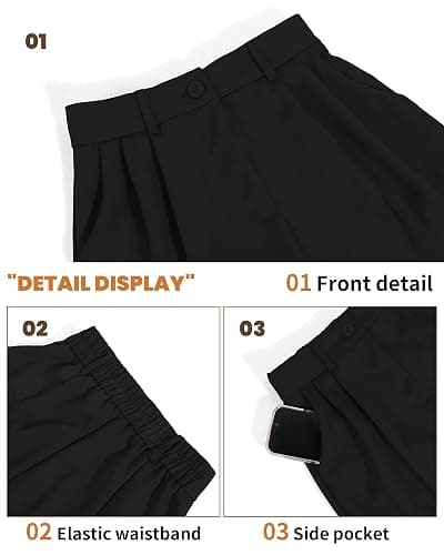 KICZOY Womens High Waist Wide Leg Dress Pants Loose Fit Back Elastic Waist Pleated Front Trousers for Work Casual thumbnail 3