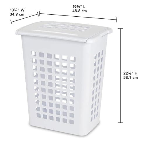 Sterilite 4-Pack LiftTop, Laundry Hamper for Clothes, Tall and Rectangular Plastic Basket with Lid, White - Large and Portable Storage Bin for Clothing and Towels - Ideal for Bathroom and Bedroom thumbnail 3