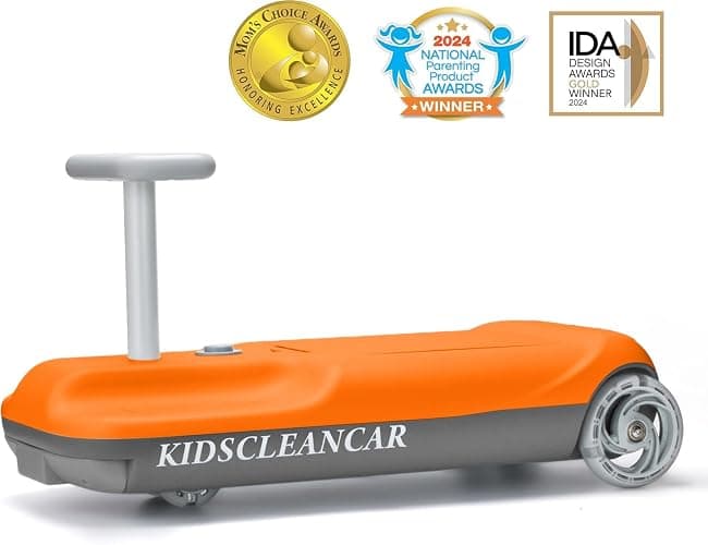 12V Ride-On Car with Cleaning Fun, 3 in 1 Gokart, Soft-Start, 5-Speed Adjustable, Detachable mop, Rechargeable Battery, 160lbs Capacity, Indoor & Outdoor for Kids Ages 3+ Orange thumbnail 7