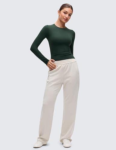CRZ YOGA Softembrace Crewneck Long Sleeve Shirts for Women - Casual Going Out Tops Soft Basic Fitted Tight Fall T-Shirts thumbnail 4