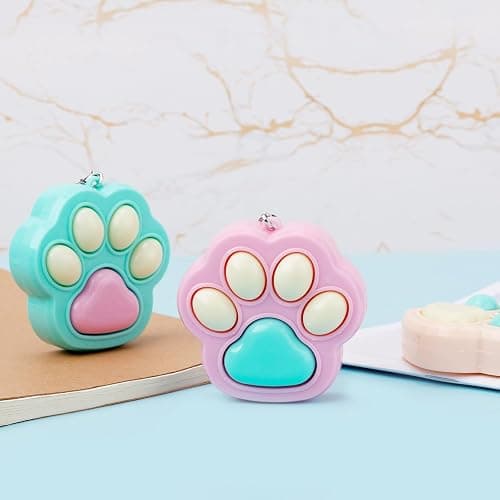 Gosknor 3pcs Cat Paw Fidget Toys Fidget Keychain, 4.72x2.36 Inch Portable Cat Paw Keychain Clicker Cute Mini Sensory Keyring Toy for Kids Adults Office School Stress Relax thumbnail 2