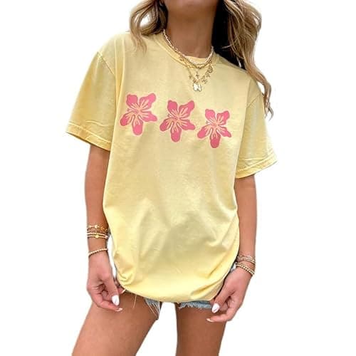 Women Graphic Floral Oversized T Shirts Y2K Short Sleeve Baggy Shirts Tops Loose Casual Summer Tee Shirt - Image 1