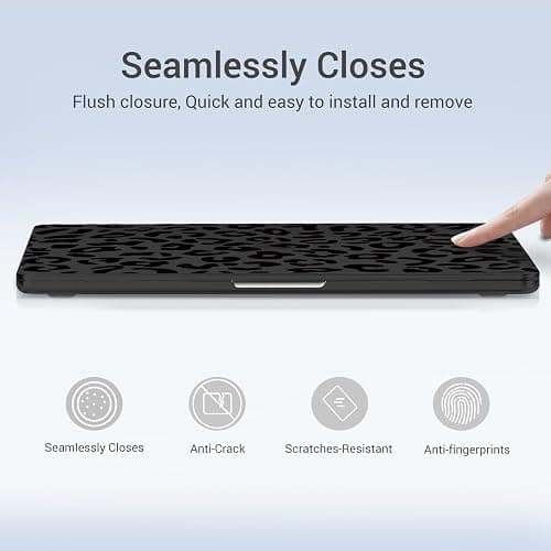 MOSISO Leopard Grain Hard Case Compatible with MacBook Neo 13 inch 2026 Release Model A3404, 3 in 1 Crack-Resistant Protective Hard Shell Case&Keyboard Cover&Screen Protector, Black thumbnail 4