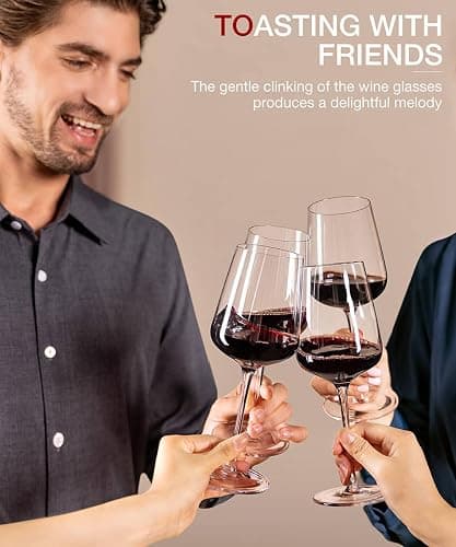 LUNA & MANTHA Wine Glasses Set of 4, 15 oz Hand Blown Crystal Red White Wine Glasses with Stem, Ideal Gift for Set, Toasting at Weddings or Birthdays thumbnail 4