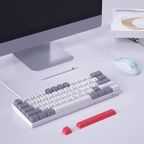 60% Mechanical Gaming Keyboard,Mixed Color Keycaps Gaming Keyboard with Red Switches, Detachable Type-C Cable Mini Keyboard with Blue LED Light for PC/Laptop thumbnail 4