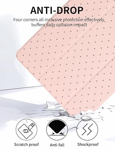 Fycyko Compatible with iPad 10.2 Inch Case,iPad 9th/8th/7th Generation 2021/2020/2019 Cases with Pencil Holder,Cute Polka Dot Stylish Aesthetics Design Protective Cover-Pink thumbnail 4
