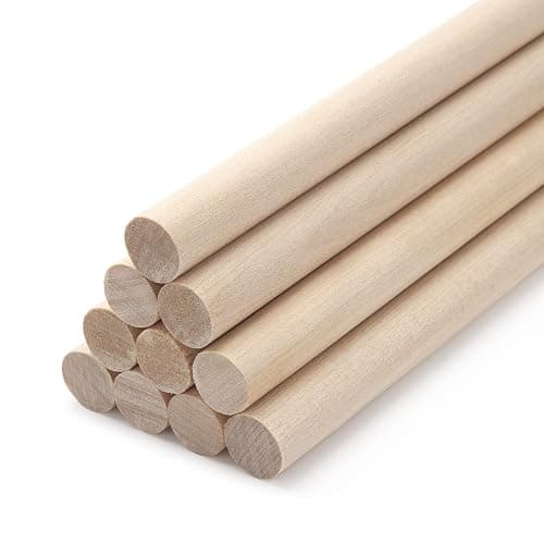 Wooden Dowel Rods Wood Dowels, 10PCS 1/2 x 12 Round Wooden Sticks for Crafts, Macrame Dowels, Unfinished Hardwood Sticks for Crafting, Arts and DIYers, Tiered Cake Support and Wedding Ribbon Wands - Image 1