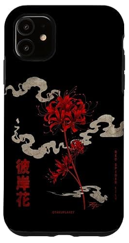 Higanbana or Red Spider Lily in 90s Harajuku Aesthetic Style Case for iPhone 11 - Image 1