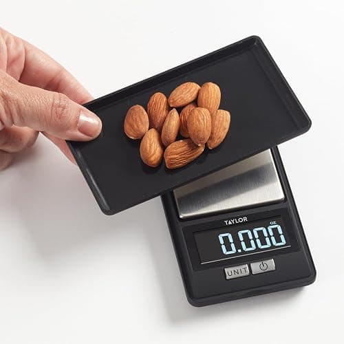 Taylor High Precision Digital Food Portion Scale – 16 oz/500 g Capacity, Compact Kitchen Scale for Portion Control, Meal Prep & Travel, Includes Protective Snap-On Cover for Storage (Black) thumbnail 5