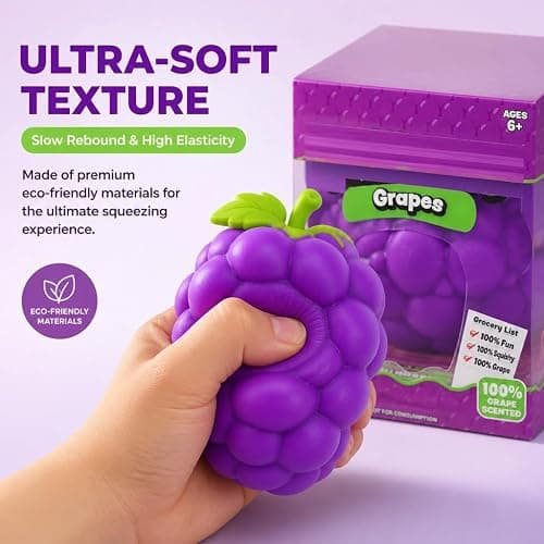 Fruit Squishy Toys, Giant Grape Jumbo Squishy Toys, Soft Squeeze Fidgets, Cute Taba Squishy Toys, Party Favors & Gifts thumbnail 2