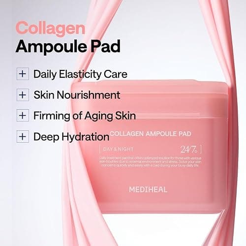 MEDIHEAL Toner Pads - Collagen Ampoule Toner Pad (100 count) with Ceramide - Skin Firming, Restore Elasticity, Deep Hydration - Tighten Wrinkles & Lines - Vegan Moisturizing Fabric, Korean Skin Care thumbnail 2