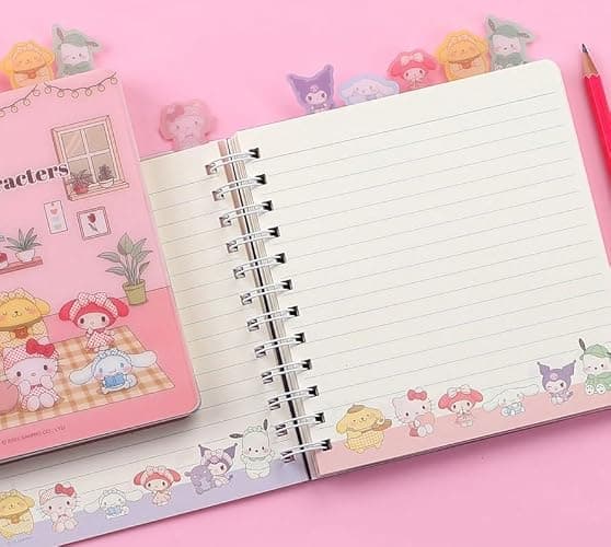 Cute Kitty Melody Ruled Spiral Notebook Diary Planner 6 x 6.5 In, 6 Dividers Index Tabs, About 90 Sheets (Purple) thumbnail 3