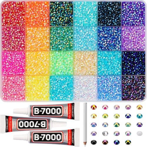 33000Pcs 3mm Rainbow Jelly Rhinestones Gems for Bedazzling Crafting, Colorful Bedazzled Resin Gemstone Flatback Jewel, SS10 Multi Colored Bedazzler Kit with B7000 Glue for Book Clothes Crafts Clothing - Image 1