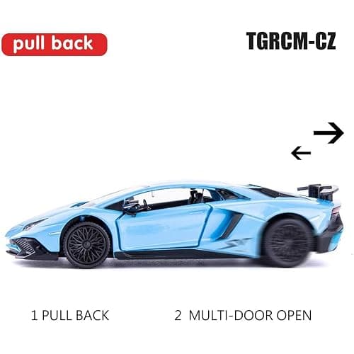 TGRCM-CZ 1/36 Scale Aventador LP700-4 Casting Car Model, Zinc Alloy Toy Car for Kids, Pull Back Vehicles Toy Car for Toddlers Kids Boys Girls Gift (Blue) thumbnail 4