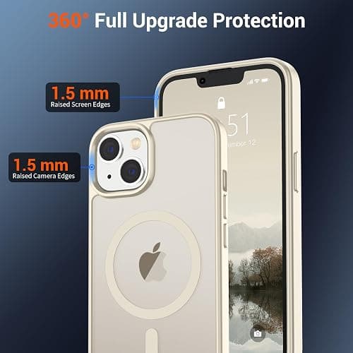SUPFINE Magnetic for iPhone 14 Case & iPhone 13 Case (Compatible with MagSafe)(Military Grade Drop Protection) Slim Translucent Matte Shockproof Phone Cover,Antique White thumbnail 4