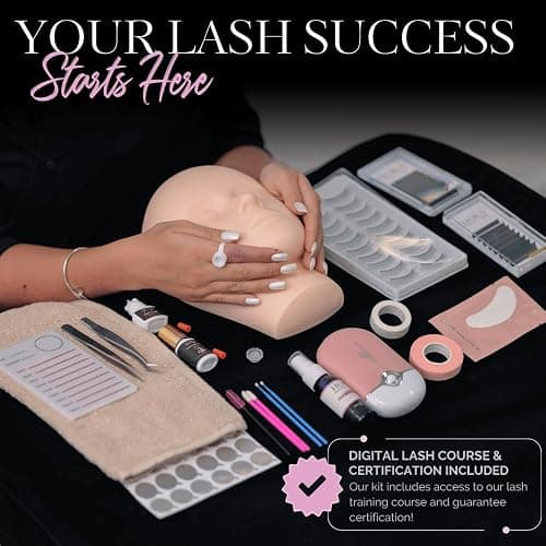Hoka Lash Eyelash Extension Kit & Training Course and Certification, Professional Lash Extension Kit for Beginners Includes Practice Mannequin Head, Lash Trays, Glue, Tweezers, Fan & More thumbnail 2