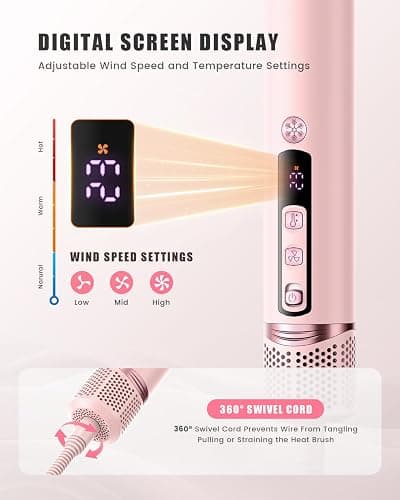 Tqcir 8-in-1 Professional Hot Air Styler&Hair Dryer Brush, Powerful Multi-Styler with Auto-Wrap Curler with Storage Case, Fast Drying Curling Straightening Volumizing Without Heat Damage(Pink) thumbnail 3