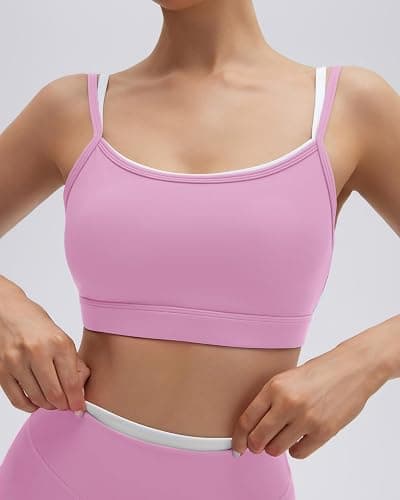 SUUKSESS 2 Piece Workout Sets Layered Sports Bra Yoga Gym Biker Shorts thumbnail 5