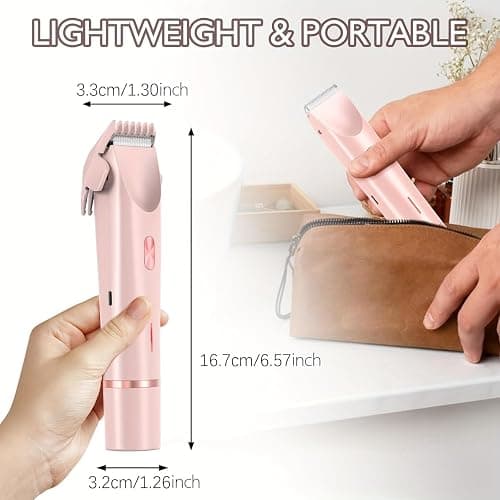 Celosmo 2025 Womens Shaver Dual-Head Bikini Trimmer for Women 2-in-1 Women's Body Shaver USB Charge Waterproof Painless Electric Razors for Silk Skin (Pink) thumbnail 8