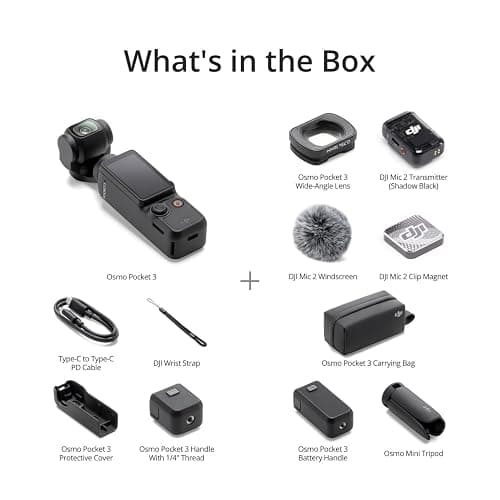 DJI Osmo Pocket 3 Creator Combo Vlogging Camera with Mic 2, 1'' CMOS, 4K/120fps Video, 3-Axis Stabilization, Face/Object Tracking, Fast Focus Bundle with Deco Gear 2 Lapel Microphones + 128GB Card thumbnail 5