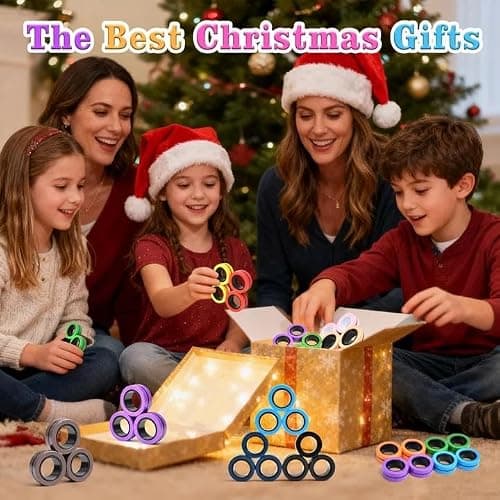 Cevioce Easter Basket Stuffers,9 PCS Magnetic Ring Fidget Toys Set for Adults Teens Boys,ADHD Anxiety Magnetic Fidget Spinner,Birthdays Gifts for Kids Coolest Magnet Stress Relief Toy for 8+ Year Old thumbnail 7