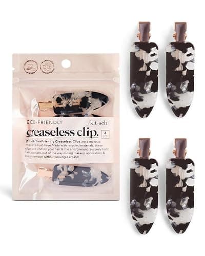 Kitsch Creaseless Hair Clips for Women - No Crease, No Bend Hair Clips for Styling, Bangs, Makeup Application, Face Wash | Recycled Acrylic - Black Terrazzo | Ideal Gifts for Women, 4pcs thumbnail 7