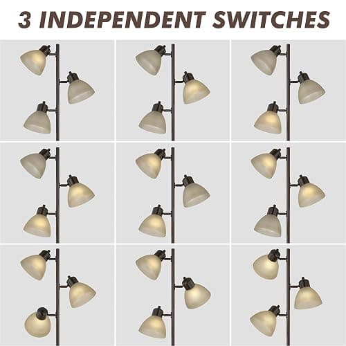 LTGSRC Modern Tree Floor Lamp for Living Room Bedroom, Tall Pole Standing Lamps with 3 Adjustable Rotating Heads for Office, Decor Corner, Reading Indoor, 3 Bright Lights LED Bulbs Included (Brown) thumbnail 6