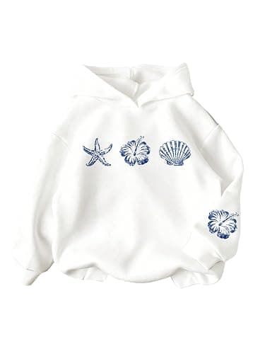 RoseSeek Girl's Preppy Letter Graphic Hoodie Hooded Long Sleeve Sweatshirts Cute Pullover Tops - Image 1