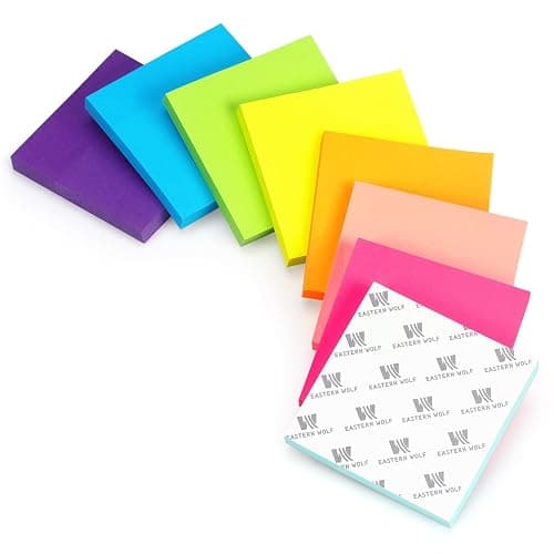 Eastern Wolf 8 Pads Sticky Notes 3x3 Self-Stick Notes 8 Bright Multi Colors Purple Sticky Notes, 85 Sheet/Pad thumbnail 8