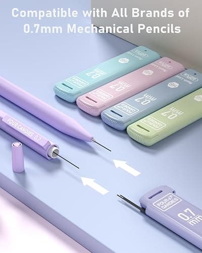 Four Candies 0.7mm Lead Refills in Case, Pack of 720 PCS Black HB #2 Break Resistant Mechanical Pencil Refills, 12 Tubes of 0.7 Lead, 60 Pieces per Tube thumbnail 4
