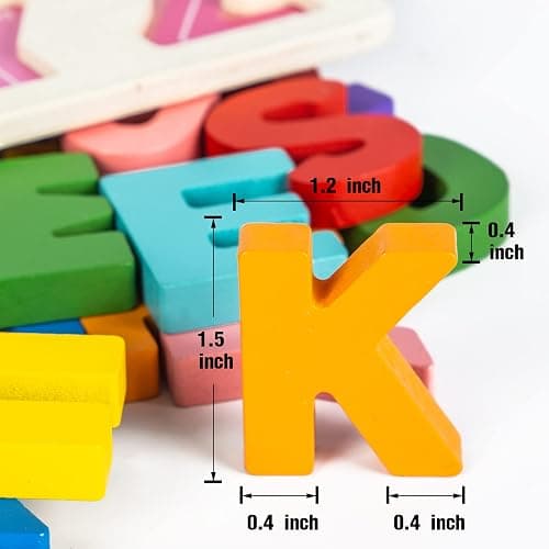 Alphabet Puzzle Wooden Puzzles for Toddlers 3 4 5 Year Old, ABC Puzzle Shape Alphabet Learning Puzzles Toys with Puzzle Board & Letter Blocks, Preschool Educational for Girls Boys thumbnail 5