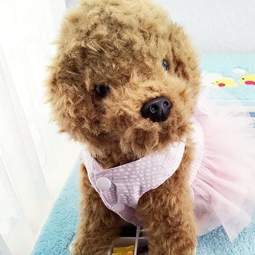 Dog Dresses, Fashion Pet Dog Clothes, Striped Mesh Puppy Dogs Princess Dresses (Pink, Small) thumbnail 7
