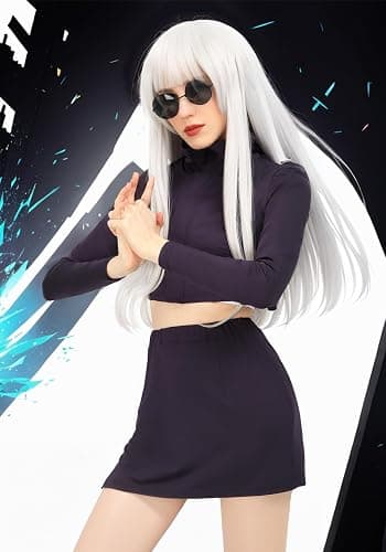 DAZCOS Anime Womens Cosplay Costume US Size Set Bodycon Crop Shirt and Skirt with Glasses for Party Halloween thumbnail 7
