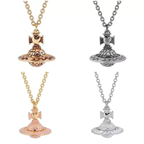 ZHAOZHAO Saturn Necklace for Women - Sky Star Saturn Planet Pendant(Silver+Black) thumbnail 5