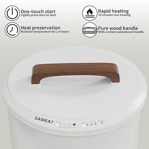 SAMEAT Heated Towel Warmers for Bathroom - Large Towel Warmer Bucket, Wood Handle, Auto Shut Off, Fits Up to Two 40"X70" Oversized Towels, Best Ideals thumbnail 4
