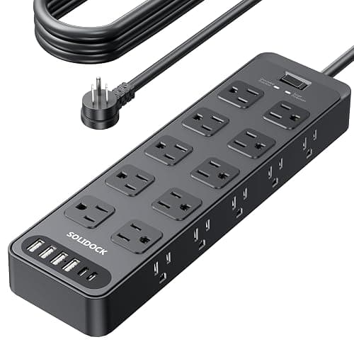 Solidock 20 Outlet Power Strip with USB C,6Ft Extension Cord with Multiple Outlets, 2700 Joules Surge Protector,1875W/15A, ETL Listed for Home Office Dorm Gaming - Image 1