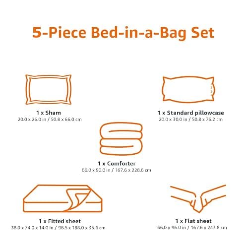 Amazon Basics Kid's Soft, Easy Care Microfiber Bed-in-a-Bag 5-Piece Bedding Set, Twin, Butterfly Friends thumbnail 5