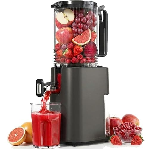 Cold Press Juicer, 5.5inch Wide Feed Chute Juicer Machine, Slow Masticating Juicer for Whole Vegetables & Fruits, Gray - Image 1