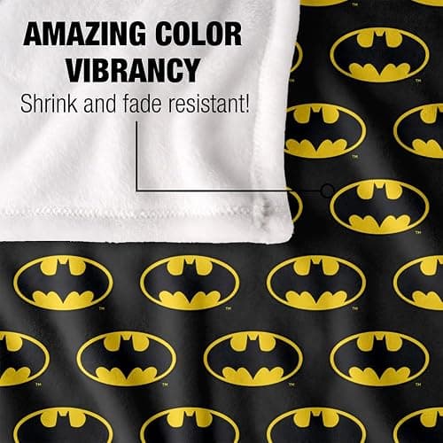 Batman Blanket, 60"x80" Classic Bat Shield Logo Pattern Silky Touch Super Soft Throw Blanket thumbnail 5