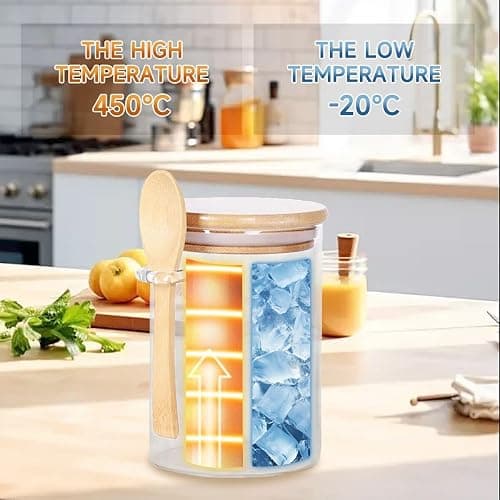Deeriz Airtight Food Storage Containers with Bamboo Lids and Spoon for Coffee Beans, Flour, Cookie, Sugar, Tea, Nuts and Spice Bath salt and more(4 Pack) thumbnail 4