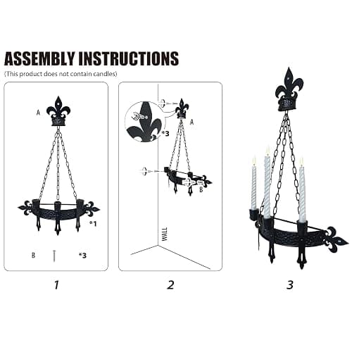 We Moment Black Candle Sconces, 3-Candle Wall Sconces for Taper Candle, Gothic Victorian Candelabra Wall Decor, Rustic Holder for Bathroom, Staircase, Living Room, Dining Room，Set of 1 thumbnail 4
