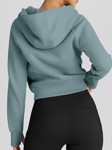 Trendy Queen Womens Zip Up Hoodies Jackets Cropped Sweatshirts Fleece Fall Outfits Casual Comfy Y2k Tops Winter Clothes 2025 thumbnail 5