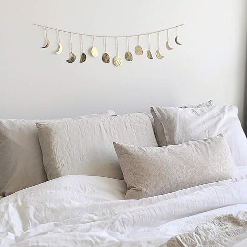 BASE ROOTS Moon Phase, Gold Wall Decor for Bedroom & Living Room, Bohemian Wall Decor, Handmade Hammered Metal 36" 13 Phases Moon, Celestial Wall Art, Gift for Women & Kids thumbnail 9