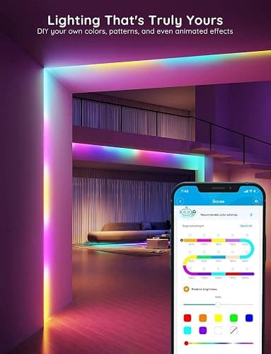 Govee RGBIC LED Light 5m, Compatiable with Alexa Smart Strip Lights | Compatible with Alexa and Google Assistant, WiFi Smart Strip Lights, Color Changing, Music Sync, For Bedroom Party Decor thumbnail 2