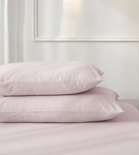 JIYUAN Standard Washed Cotton Pillowcases, Set of 2, Relaxed Linen Feel | Envelope Closure, Naturally Soft and Breathable for Year-Round Comfort, Machine Washable. thumbnail 4