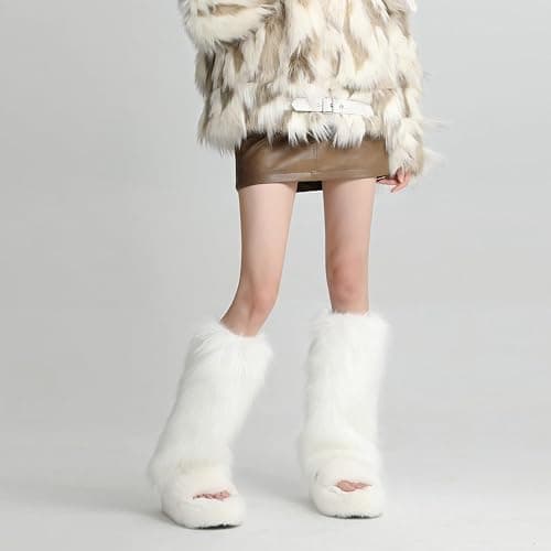 XEPST Faux Fur Fuzzy Leg Warmers Furry Boot Covers for Women, Warm Fuzzy Boot Cuff Boot Sleeves Leg Warmers for Party Costume thumbnail 4