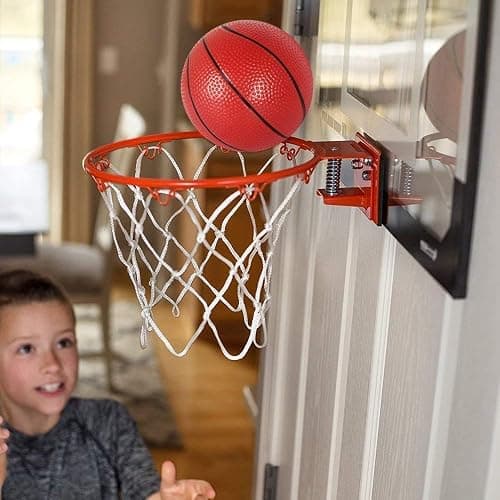 Mini Indoor Basketball Hoop for Kids Adults, Small Basketball Hoop Over The Door Mini Hoop with 4 Balls, oost Wall Mount Hoop Sport Game Interactive Toys Gift for Boys Age 3-12 thumbnail 2