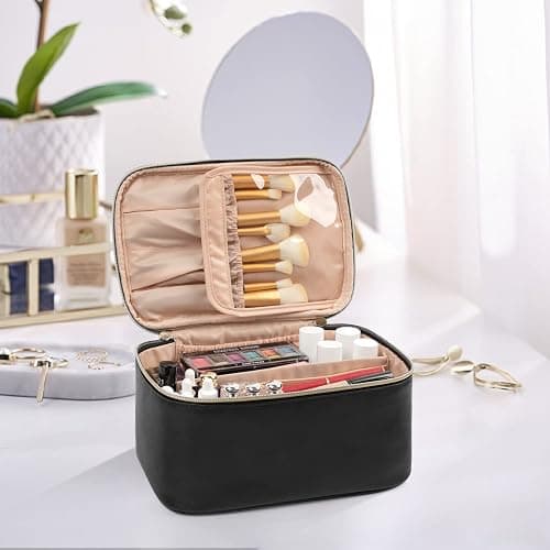 Kosmetiktasche Damen, Groß Make Up Tasche Reise Kosmetikkoffer für Frauen Travel Makeup Bag Cosmetic Bag mit Griff und Teiler thumbnail 8