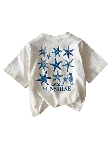 RoseSeek Women's Graphic Letter Tee Crew Neck Trendy Summer Vintage T Shirt | Drop Shoulder, Short Sleeve Car Print Top, Graphic Tees for Women, Y2k Vintage Tshirts - Image 1